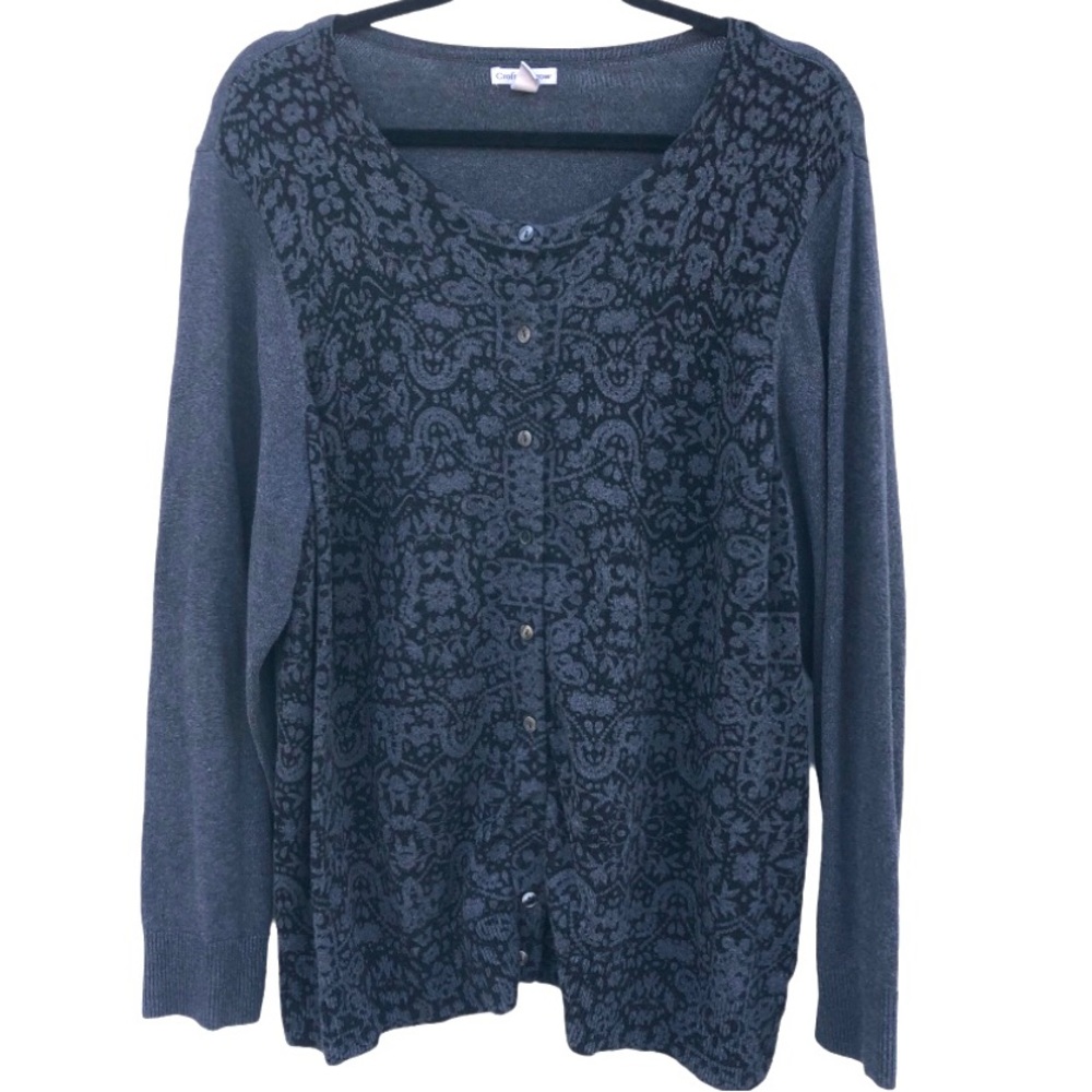 Croft Barrow cotton gothic scroll cardigan 2X